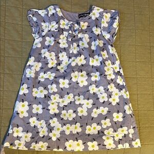 Mini Boden Floral Gray Dress with Yellow and White Flowers